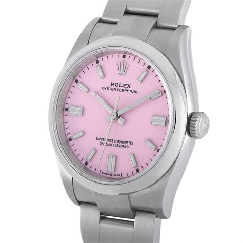 rolex oyster perpetual pink face.